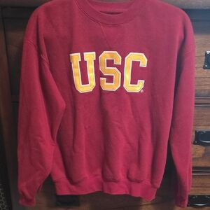 USC Kids Crewneck Sweatshirt in Cardinal Red with Gold Appliqué